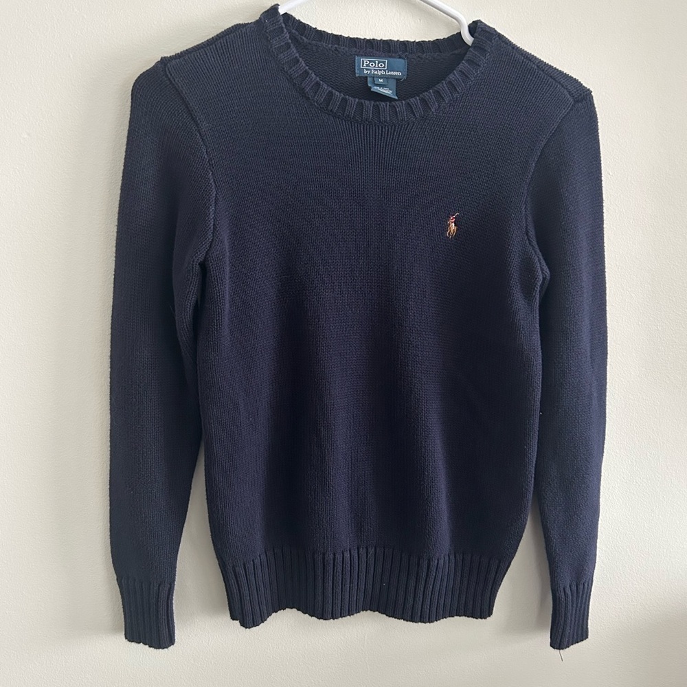 Polo Ralph Lauren Boys’ Navy Blue Cotton Crewneck Sweater